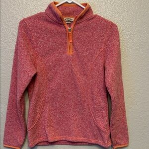 Lands' End Red and Orange Fleece Pullover